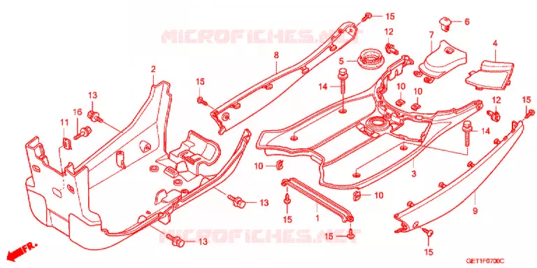 MARCHE PIEDS (CHF501/2/3/4/5/7/S7) Honda SCOOTER 50 SCOOPY 2003  CHF503