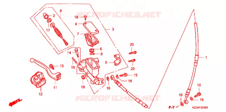 MAITRE CYLINDRE DE FREIN AVANT Honda MOTO 250 CR 2004  CR250R4
