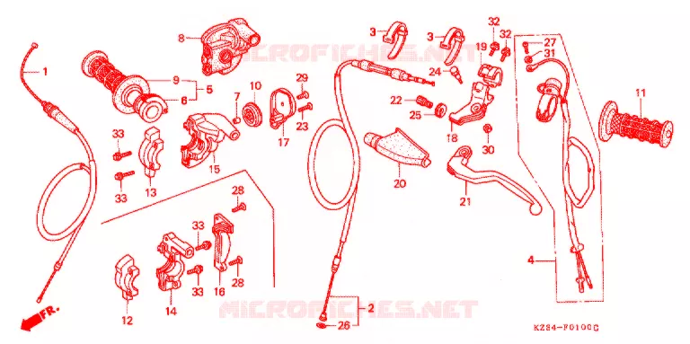LEVIER DE GUIDON Honda MOTO 250 CR 1992  CR250RN