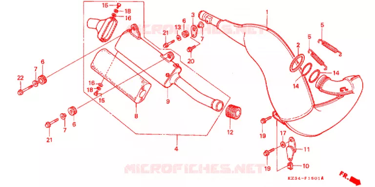 ECHAPPEMENT ('94-'96) Honda MOTO 250 CR 1996  CR250RT
