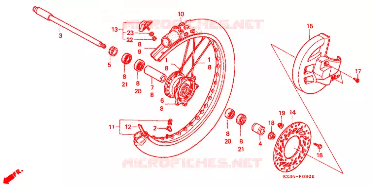 ROUE AVANT ('95,'96) Honda MOTO 250 CR 1996  CR250RT
