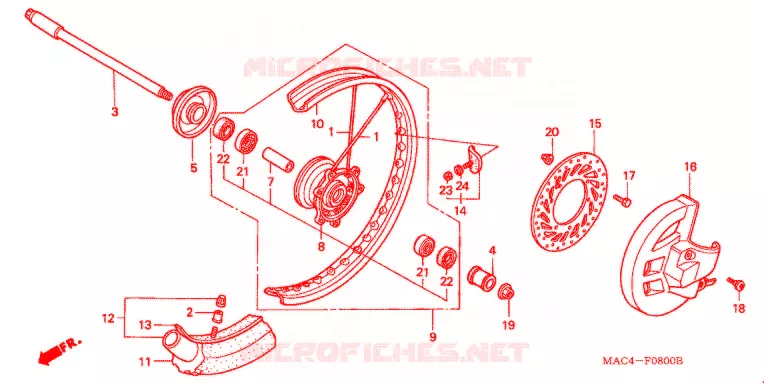 ROUE AVANT Honda MOTO 500 CR 2001  CR500R1