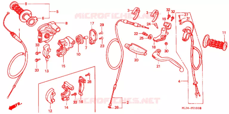 COMMODOS - POIGNEES Honda MOTO 500 CR 1990  CR500RL