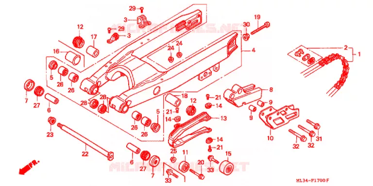 BRAS OSCILLANT Honda MOTO 500 CR 1991  CR500RM