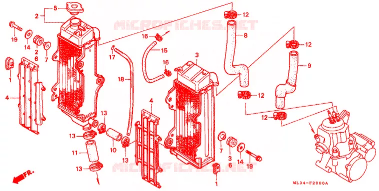 RADIATEUR Honda MOTO 500 CR 1991  CR500RM