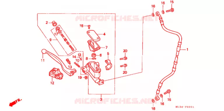 MAITRE CYLINDRE DE FREIN AVANT Honda MOTO 500 CR 1993  CR500RP
