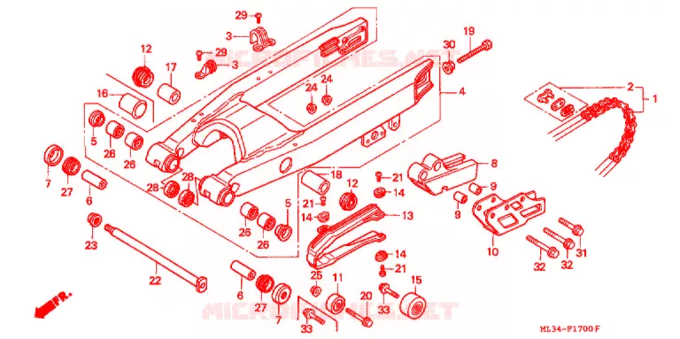BRAS OSCILLANT Honda MOTO 500 CR 1995  CR500RS