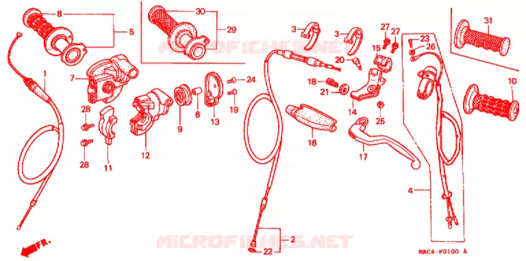 COMMODOS - POIGNEES Honda MOTO 500 CR 1998  CR500RW