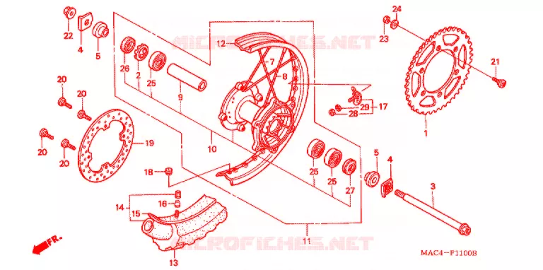 ROUE ARRIERE Honda MOTO 500 CR 2000  CR500RY