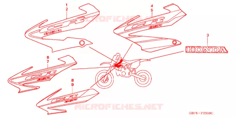 AUTOCOLLANTS Honda MOTO 85 CR 2004  CR85RB4