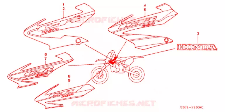 AUTOCOLLANTS Honda MOTO 85 CR 2006  CR85RB6