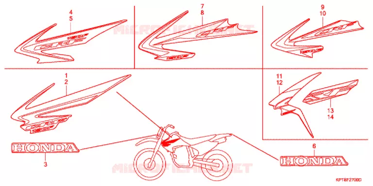 AUTOCOLLANTS Honda MOTO 150 CRF 2009  CRF150F9