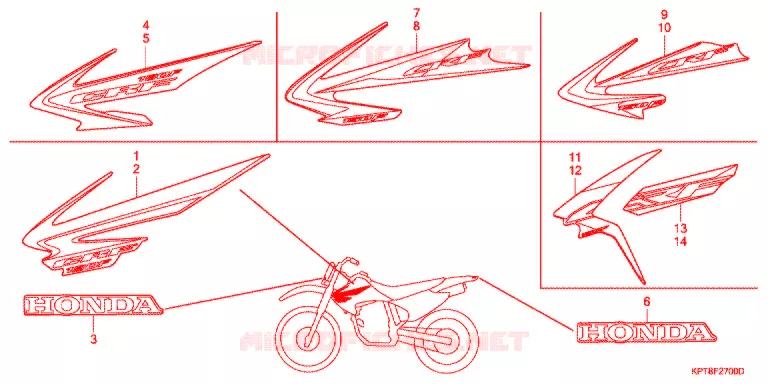 AUTOCOLLANTS Honda MOTO 150 CRF 2015  CRF150FF