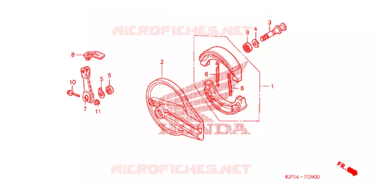 FLASQUE - MACHOIRES DE FREIN ARRIERE Honda MOTO 230 CRF 2009  CRF230F9