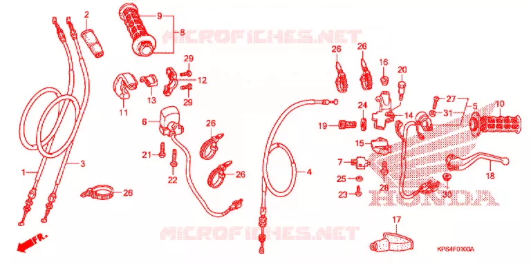 LEVIER DE GUIDON - CABLE - COMMODO Honda MOTO 230 CRF 2009  CRF230F9