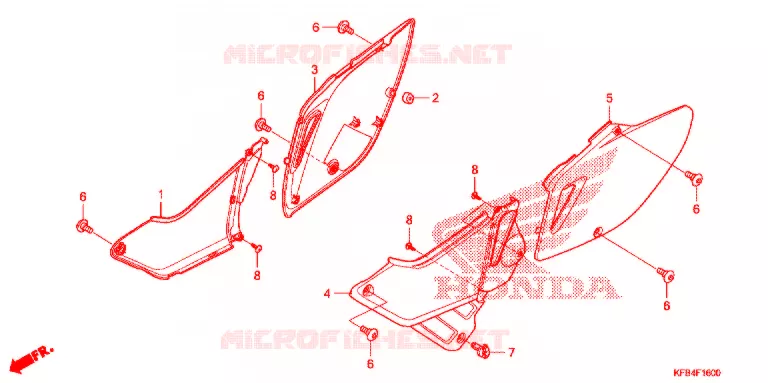 COUVERCLES LATERAUX Honda MOTO 230 CRF 2009  CRF230L9