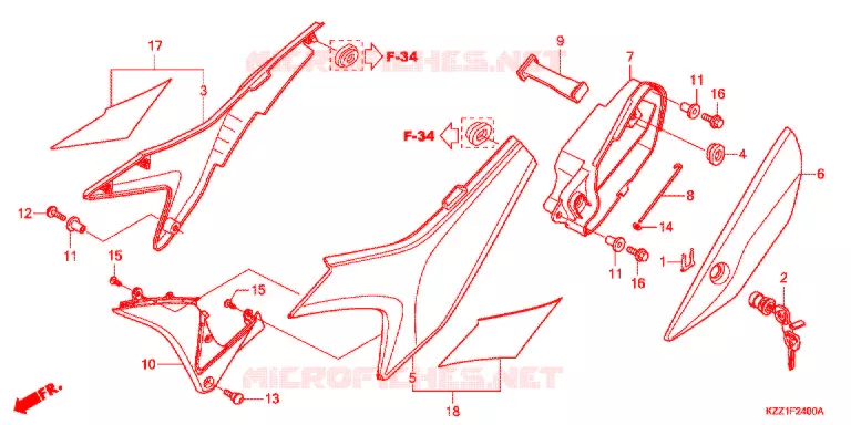 COUVERCLES LATERAUX Honda MOTO 250 CRF 2014  CRF250LD