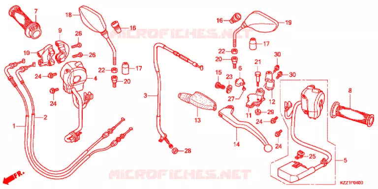 LEVIER DE GUIDON - CABLE - COMMODO Honda MOTO 250 CRF 2013  CRF250LD