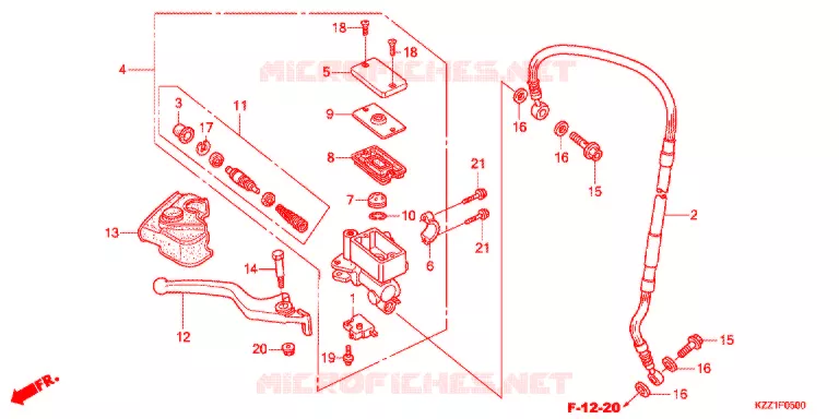 MAITRE CYLINDRE DE FREIN AVANT Honda MOTO 250 CRF 2015  CRF250LF