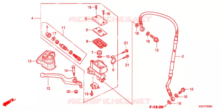 MAITRE CYLINDRE DE FREIN AVANT Honda MOTO 250 CRF 2016  CRF250LF