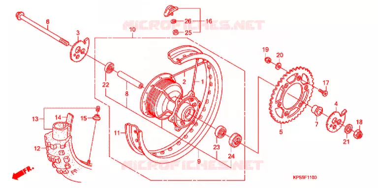 ROUE ARRIERE Honda MOTO 230 CRF 2012  CRF230FB