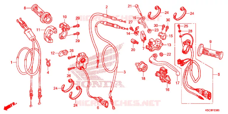 LEVIER DE GUIDON - CABLE - COMMODO Honda MOTO 250 CRF 2013  CRF250XD