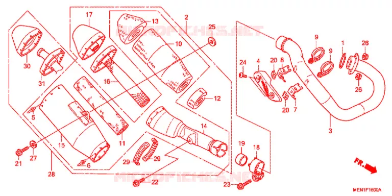 SILENCIEUX D'ECHAPPEMENT Honda MOTO 450 CRF 2010  CRF450RA