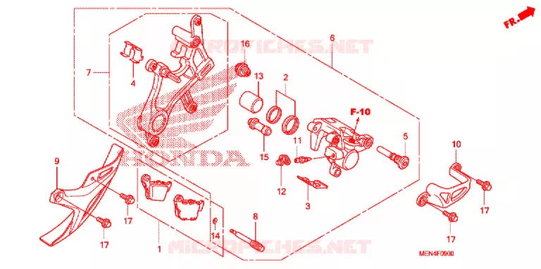 ETRIER DE FREIN ARRIERE Honda MOTO 450 CRF 2011  CRF450RB
