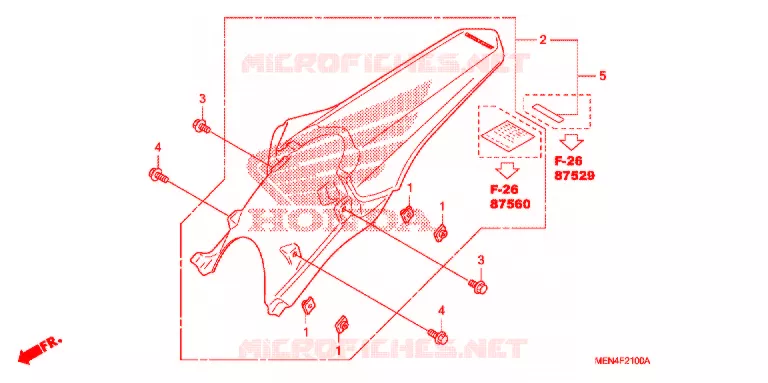 GARDE-BOUE ARRIERE Honda MOTO 450 CRF 2011  CRF450RB