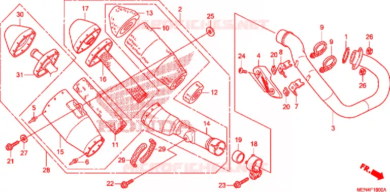 SILENCIEUX D'ECHAPPEMENT Honda MOTO 450 CRF 2011  CRF450RB