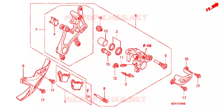 ETRIER DE FREIN ARRIERE Honda MOTO 450 CRF 2011  CRF450RB