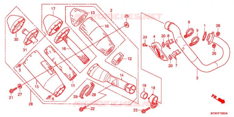 SILENCIEUX D'ECHAPPEMENT Honda MOTO 450 CRF 2011  CRF450RB