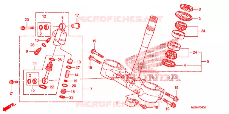 TE DE FOURCHE Honda MOTO 450 CRF 2012  CRF450RC