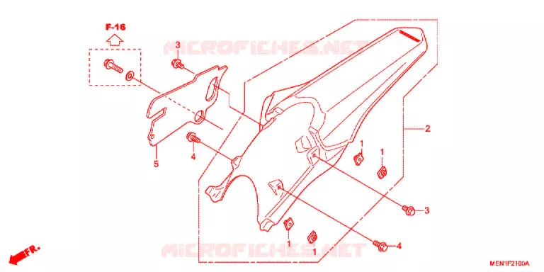 GARDE-BOUE ARRIERE Honda MOTO 450 CRF 2012  CRF450RC