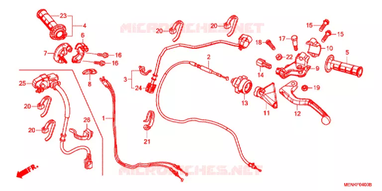 LEVIER DE GUIDON - CABLE - COMMODO Honda MOTO 450 CRF 2014  CRF450RE
