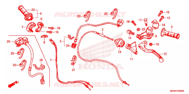 LEVIER DE GUIDON - CABLE - COMMODO Honda MOTO 450 CRF 2015  CRF450RF