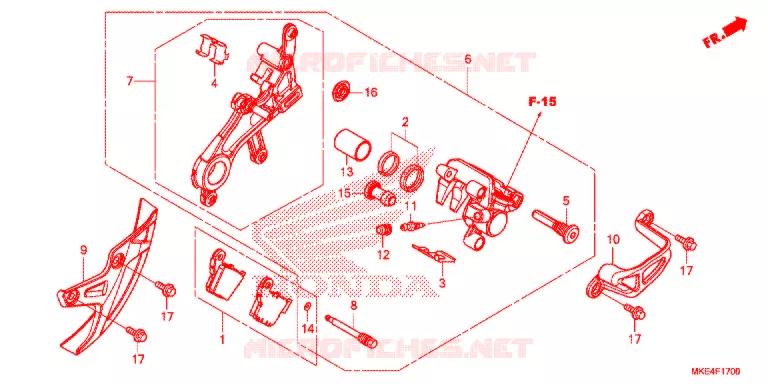 ETRIER DE FREIN ARRIERE Honda MOTO 450 CRF 2017  CRF450RH