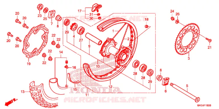 ROUE ARRIERE Honda MOTO 450 CRF 2017  CRF450RH