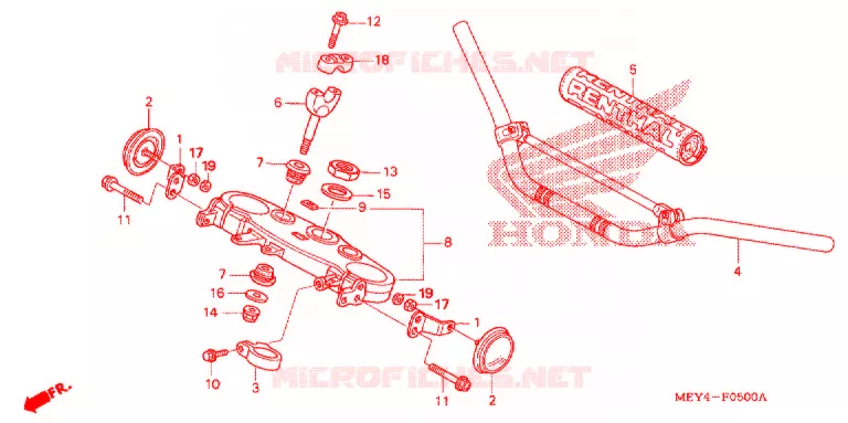 GUIDON - TE DE FOURCHE (CRF450X'05,'06,'07) Honda MOTO 450 CRF 2006  CRF450X6