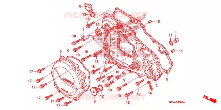 COUVERCLE DE CARTER MOTEUR DROIT Honda MOTO 450 CRF 2008  CRF450X8