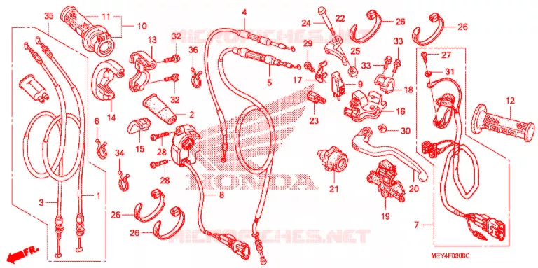 LEVIER DE GUIDON - CABLE - COMMODO Honda MOTO 450 CRF 2009  CRF450X9