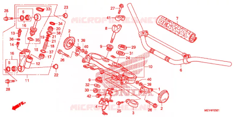 GUIDON - TE DE FOURCHE (CRF450X'08,'09,'11,'12,'13) Honda MOTO 450 CRF 2013  CRF450XD