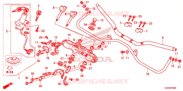 GUIDON - TE DE FOURCHE Honda MOTO 200 CTX 2014  CTX200E