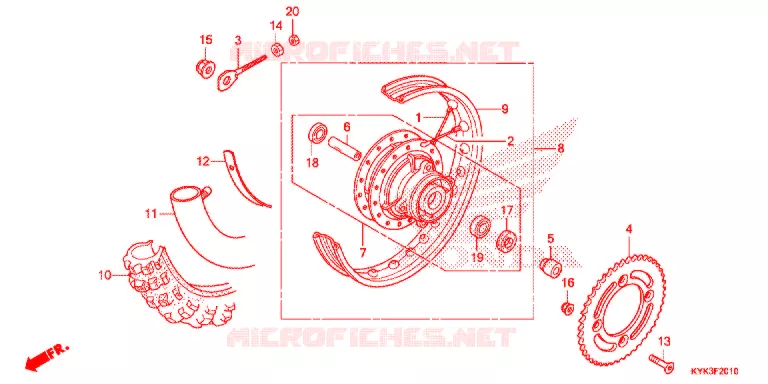 ROUE ARRIERE Honda MOTO 110 CRF 2017  CRF110FH
