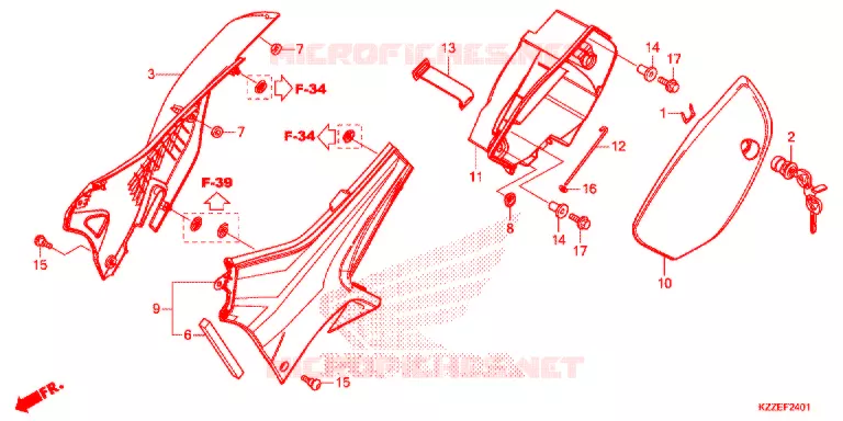 COUVERCLES LATERAUX (CRF250RL/RLA) Honda MOTO 250 CRF 2017  CRF250RLH