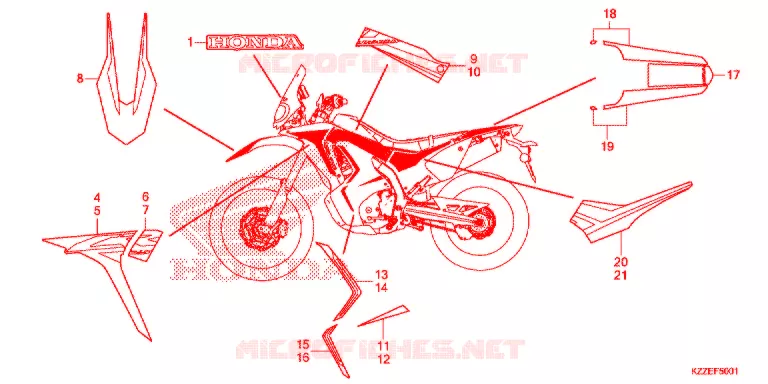 AUTOCOLLANTS (CRF250RL/RLA) Honda MOTO 250 CRF 2017  CRF250RLAH