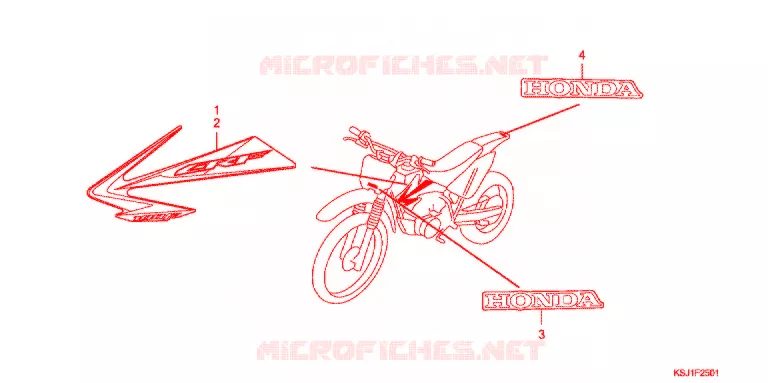 AUTOCOLLANTS (CRF100F9/A) Honda MOTO 100 CRF 2010  CRF100FA