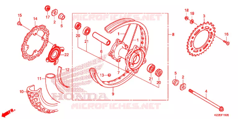 ROUE ARRIERE Honda MOTO 250 CRF 2017  CRF250RLH