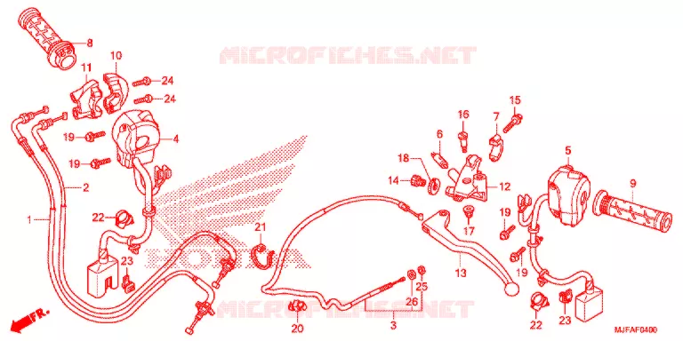 LEVIER DE GUIDON - CABLE - COMMODO (CTX700/A) Honda MOTO 700 CTX 2014  CTX700TE