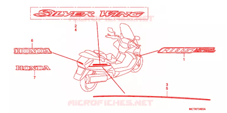 AUTOCOLLANTS (FJS400A/D/FJS600A/D5-8) Honda SCOOTER 400 SILVERWING 2007  FJS400A7